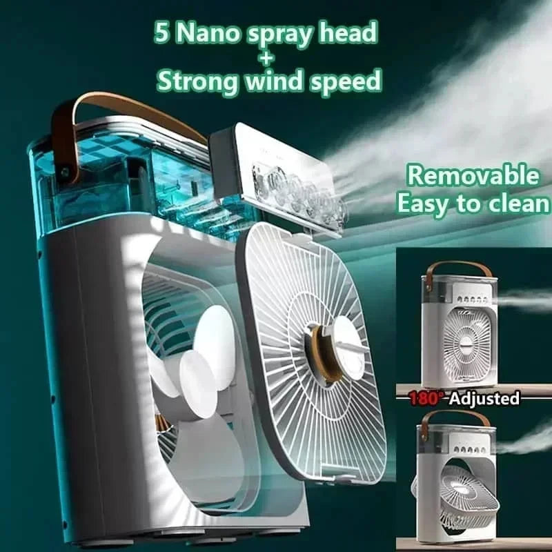 Brezzia AirFresh 3-en-1 — Ventilateur, Humidificateur & Veilleuse LED