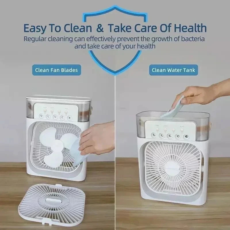 Brezzia AirFresh 3-en-1 — Ventilateur, Humidificateur & Veilleuse LED